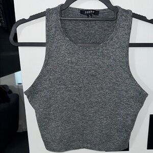 Zobha Gray Fitted Crop Tank Top